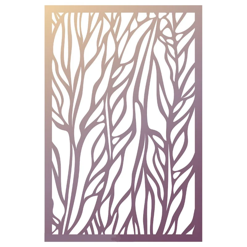 Cut plant-shaped metal decoration panels