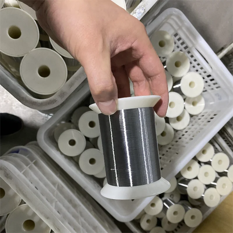 Super fine soft stainless steel wire for blending yarns