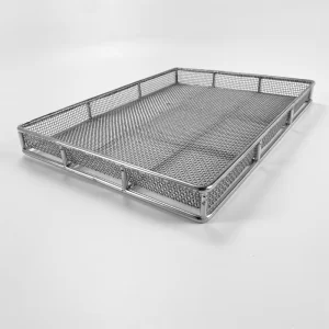 Metal woven mesh basket filter container