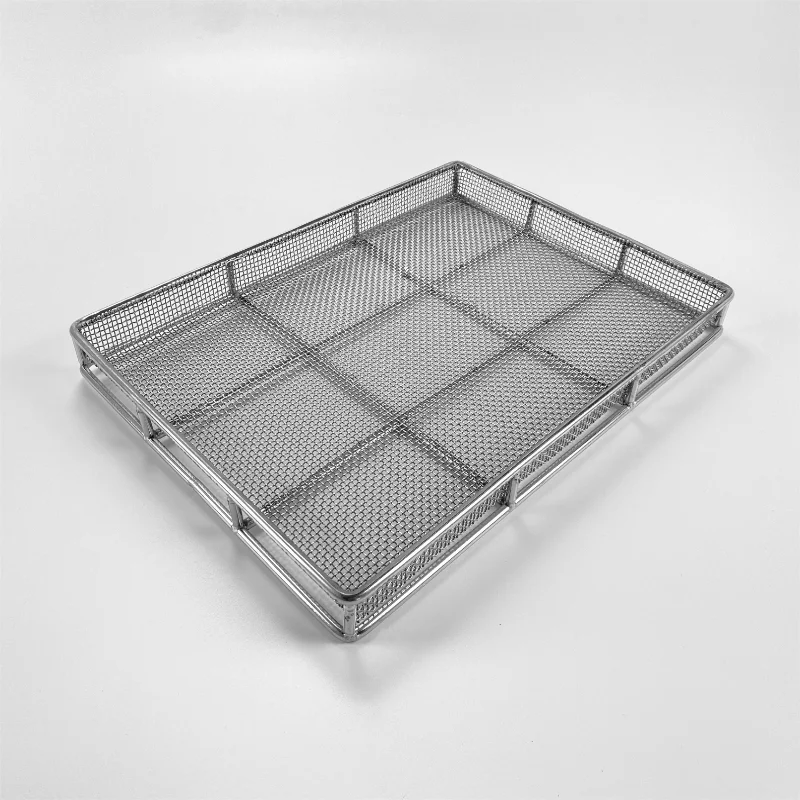 Stainless steel wire woven mesh basket can be produced in customized shapes